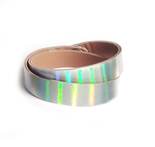 Bransoletka skórzana hologram owijana slim Mikashka