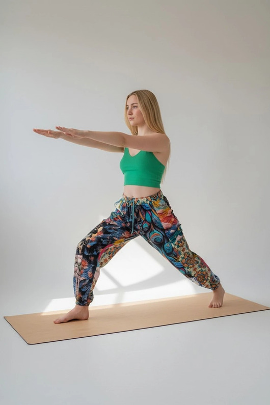 spodnie dresowe damskie Patchworkowe spodnie dresowe Wikalpa krój haremki rozmiar L