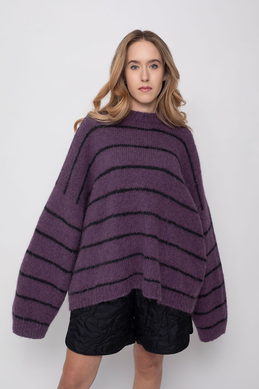 swetry damskie  Handmade Lazy Lines Sweater - Plum