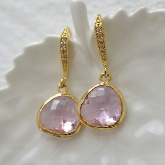 pink glass in gold Made by Magda