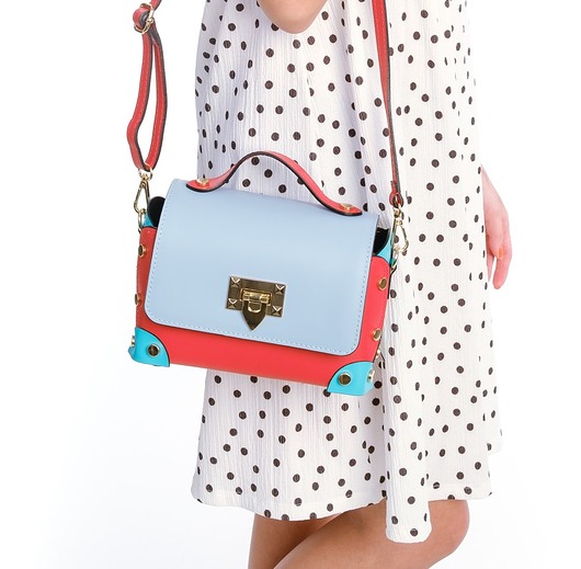 torby na ramię Torebka Skórzana - 3 kolory - crossbody , ozdobne nity (7043)