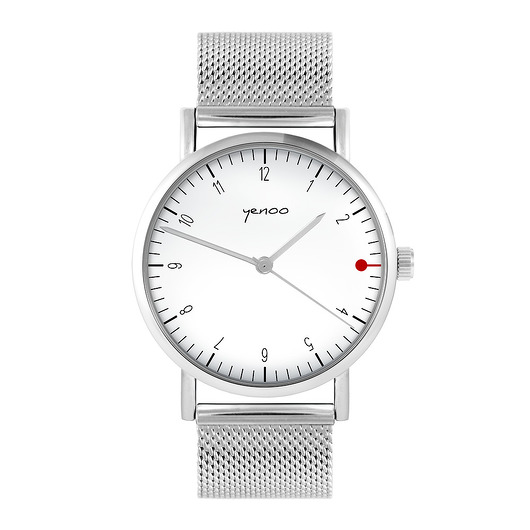 zegarki unisex Zegarek - Simple biały - bransoleta mesh