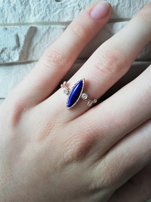 Pierścionek z Lapisem Lazuli  I Diamentami ARPELC