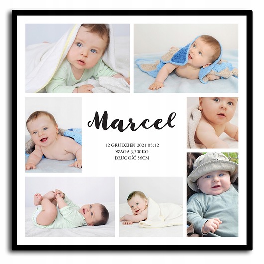 plakaty Plakat metryczka z personalizowanymi zdjęciami i imieniem