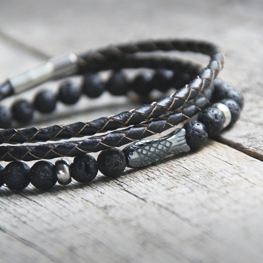 biżuteria męska KOMPLET męskich bransoletek :: rybka & skóra