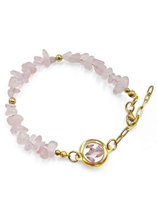bransoletki z kamieni naturalnych Bransoletka wrzosy i kwarc różowy