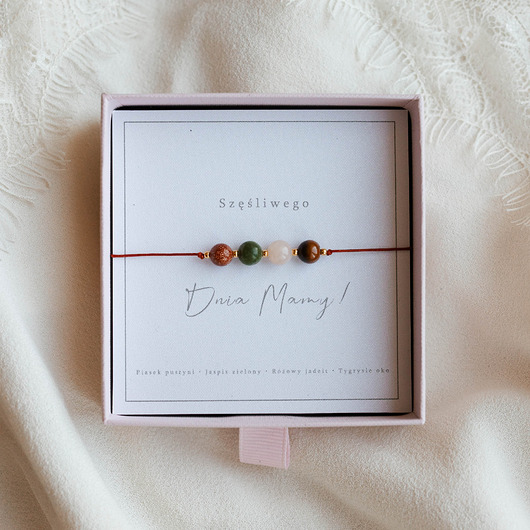 bransoletki na sznurku Bransoletka z kamieni naturalnych na Dzień Mamy, prezent dla mamy