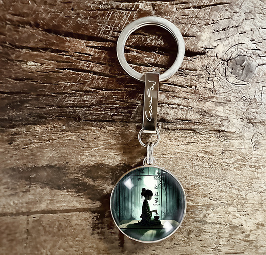 breloki Matcha ceremony - stalowy brelok + box