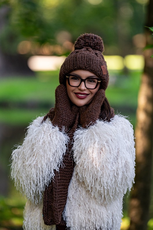 czapki damskie Czapka MERINO Euforia Brązowy