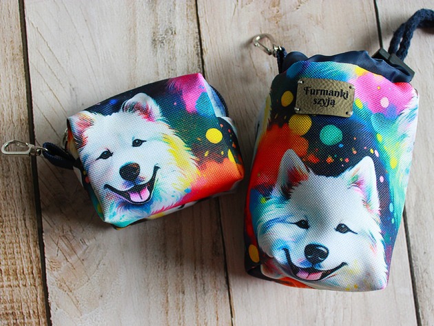 dla zwierząt różne Zestaw saszetka na smaczki i woreczki # samoyed