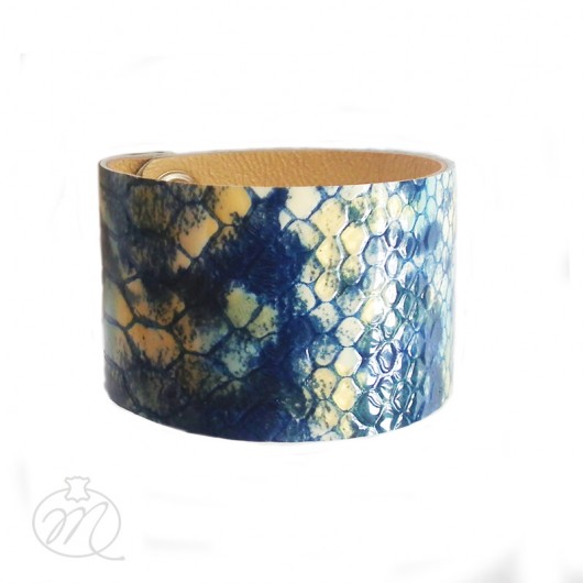 bransoletki skórzane Skórzana bransoleta łuski węża blue