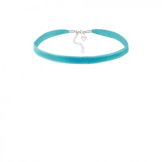 Turkusowy aksamitny choker z zapięciem SOTHO