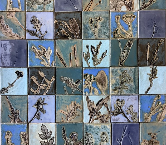 kafle i panele Ręcznie wykonane kafelki "Tajemniczy ogród  blue""