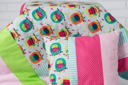 Lekki kocyk i podusia Bawełna Polarek SOWY LalaShop