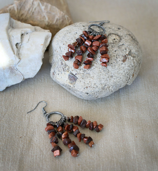 kolczyki - inne Długie optymistyczne kolczyki z piaskiem pustyni