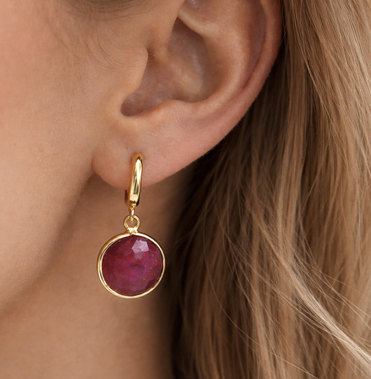 kolczyki z kamieniami Kropla Ognia- Czerwone kolczyki Rubiny srebro pozłacane