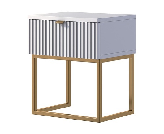 szafki Szafka nocna biała 46 cm  złoty stelaż glamour nowoczesny styl