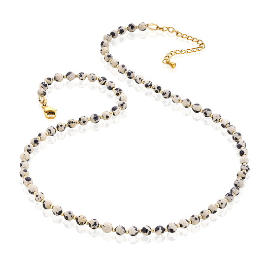 korale Naszyjnik z kamieni naturalnych: jaspis dalmatyński "dalmatyńczyk"