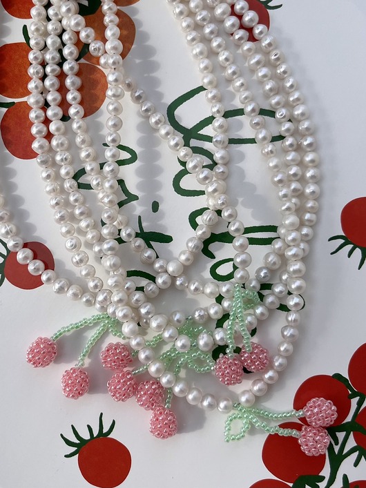 chokery Naszyjnik - perle con ciliegie