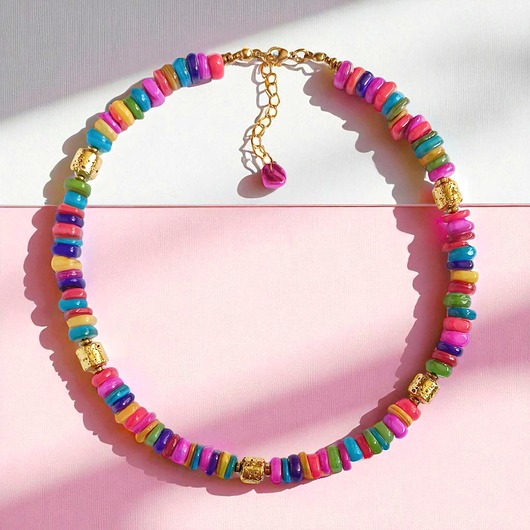chokery NASZYJNIK : Summer collection: złota lawa, kolorowa masa perłowa