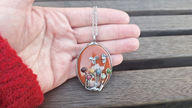 wisiory Jaspis i kwiaty - wisiorek