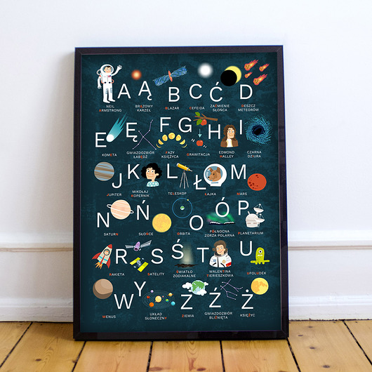 Plakat Alfabet Kosmos II. Duży 50x70 cm Sprinkles