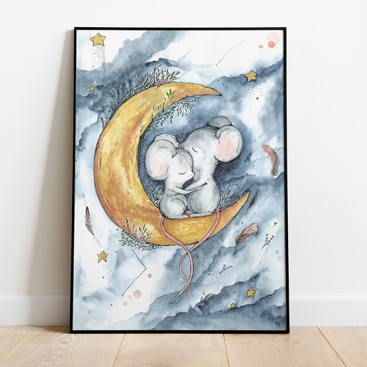 obrazy i plakaty do pokoju dziecięcego Plakat A3 "Koalas Moon"