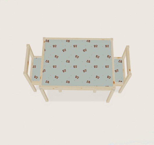 meble do pokoju dziecka Naklejki na stolik Ikea LATT oraz krzesełka  misie