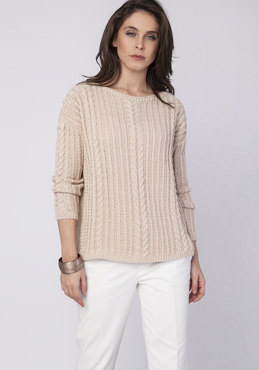Prosty sweter, SWE138 beż MKM MKMswetry