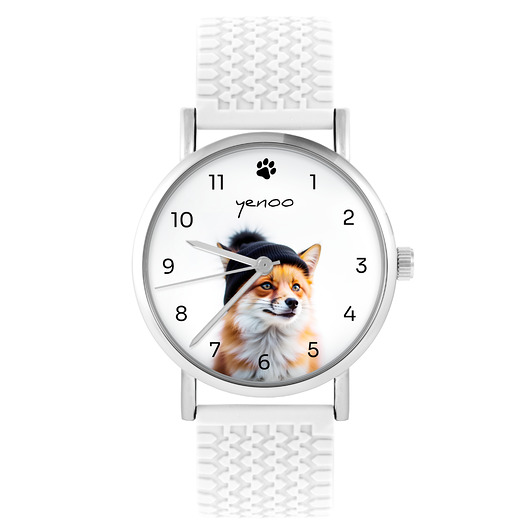 zegarki unisex Zegarek - Lisek - silikonowy, biały