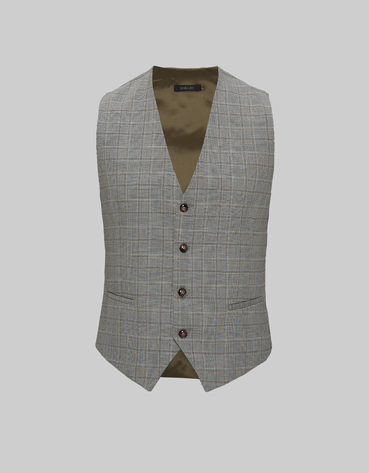 moda - inne Kamizelka szara w kratę do zestawu caronia slim fit 60