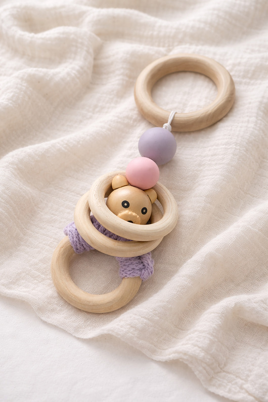 gryzaki i śliniaki dla dzieci Drewniana zawieszka sensoryczna dla niemowlaka