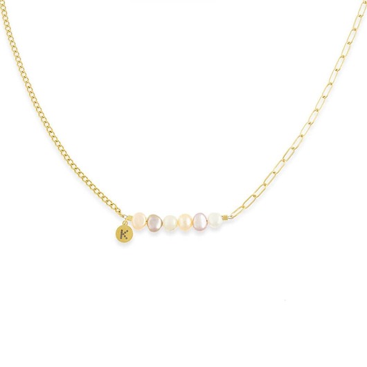 naszyjniki - inne Baby Bestseller! Naszyjnik z trójkolorowymi Perłami Pozłacana stal szlachetna