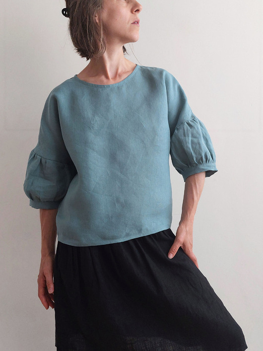 bluzki - inne Bluzka "COSMOS" szałwia, 100% len