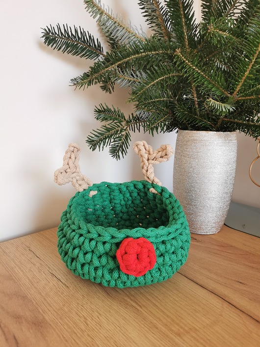 dekoracje świąteczne Koszyk renifer na cukierki