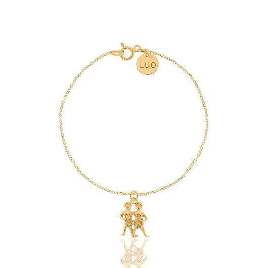 bransoletki srebrne Bransoletka srebrna pozłacana ze znakiem zodiaku Bliźnięta