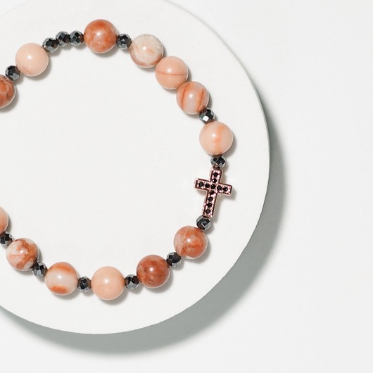 bransoletki z kamieni naturalnych Unikatowy Różaniec z Kamieni Naturalnych Jadeit i Hematyt