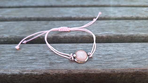 bransoletki wire wrapping Kwarc różowy - bransoletka sznurkowa
