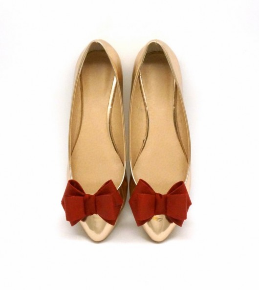 Kokardki 3D Red Leather- klipsy do butów Coquet