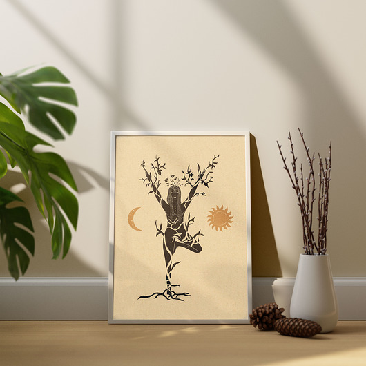 grafiki i ilustracje Plakat Joga Vrikshasana