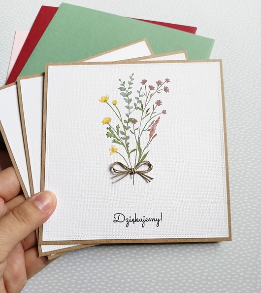 kartki scrapbooking 3 kartki - DZIĘKUJEMY - komplet 3szt - podziękowanie