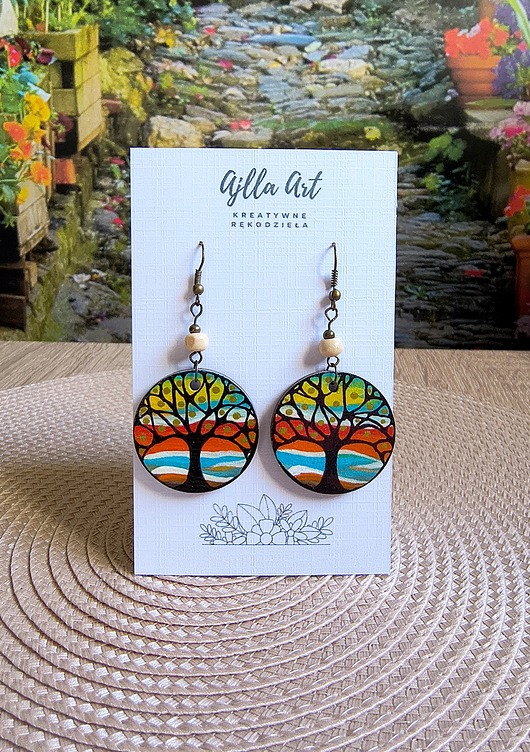 kolczyki drewniane Kolczyki Drzewo życia