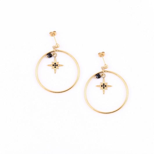 kolczyki - inne Kolczyki koła z ozdobną iskierką i ochronnym Turmalinem