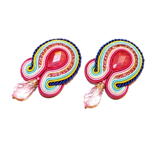 kolczyki soutache Sutaszowe kolczyki AGATY RAINBOW
