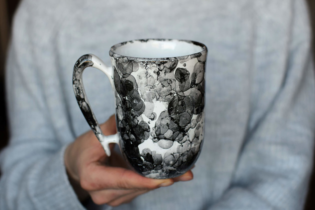 kubki Kubek Biało Czarny Ceramiczny 325ml