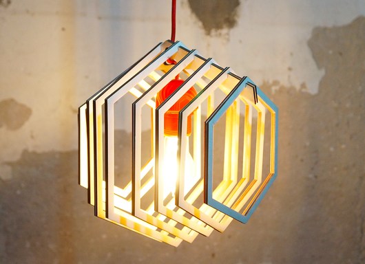 LAMPA SUFITOWA, drewniana, abażur, HEXAGON animalwood