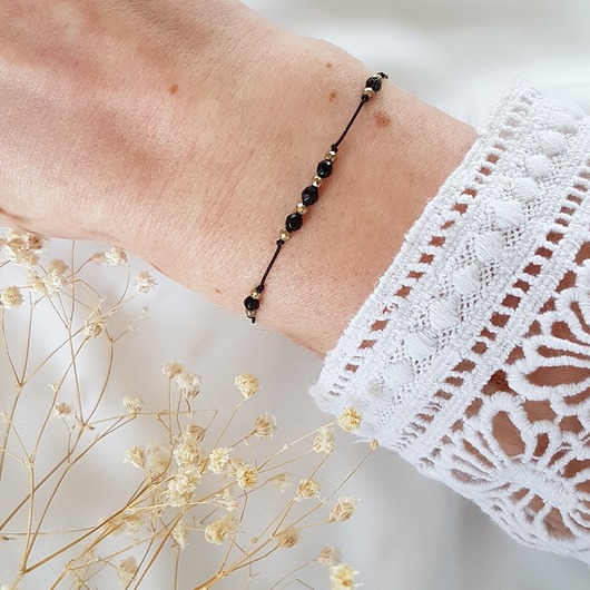 bransoletka czarny onyks LEI handmade 