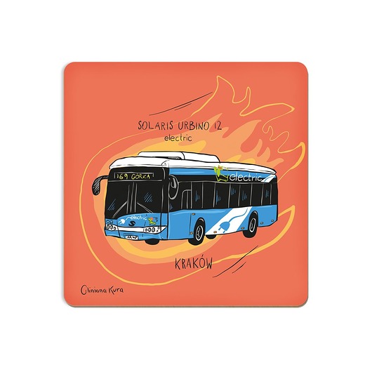 Podkładka pod kubek Kraków Autobus Solaris Gliniana Kura