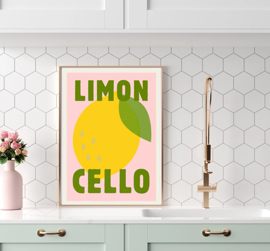 plakaty Limoncello poster, plakat cytryny,  dekoracja ścienna kuchni