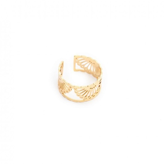 pierścionki - różne Pozłacany pierścionek - Obrączka z rozetą